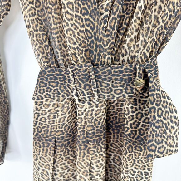 ZARA Long Sleeve Cheetah Print Dress w/Belt and Neck Tie XS‎ - Picture 4 of 14